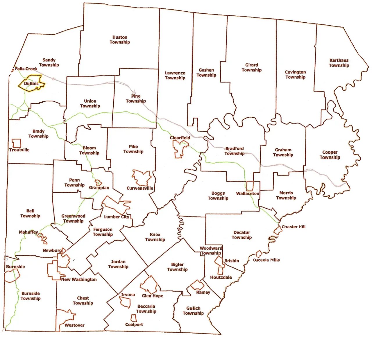 clearfield county map no outline